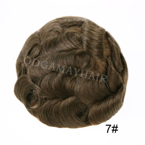 Bleached French Lace Front Mens Toupee Hairpiece Skin PU Hair Replacement System - Picture 18 of 69