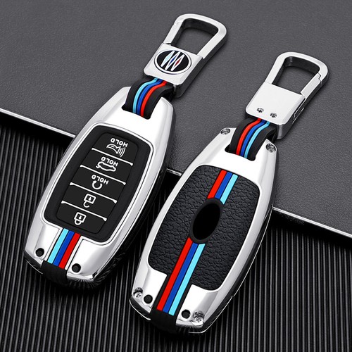 Key Case Cover Fob Chain Ring Holder For Hyundai Accent Santa Fe Kona Veloster - Picture 6 of 11