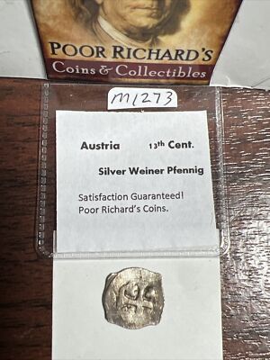 Austria: 13th Century Silver Weiner Pfennig. Rare 15mm Coin. M1273