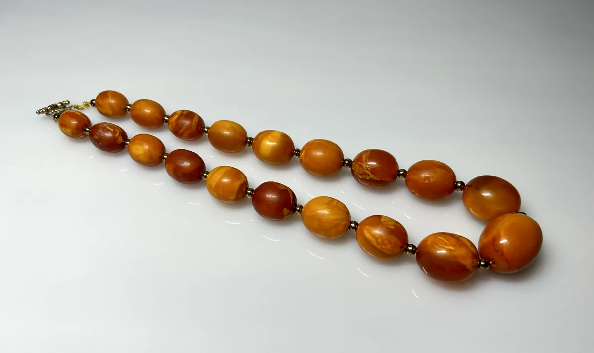 50.5 Grams Antique Natural Baltic Kahraman Amber Beads Necklace