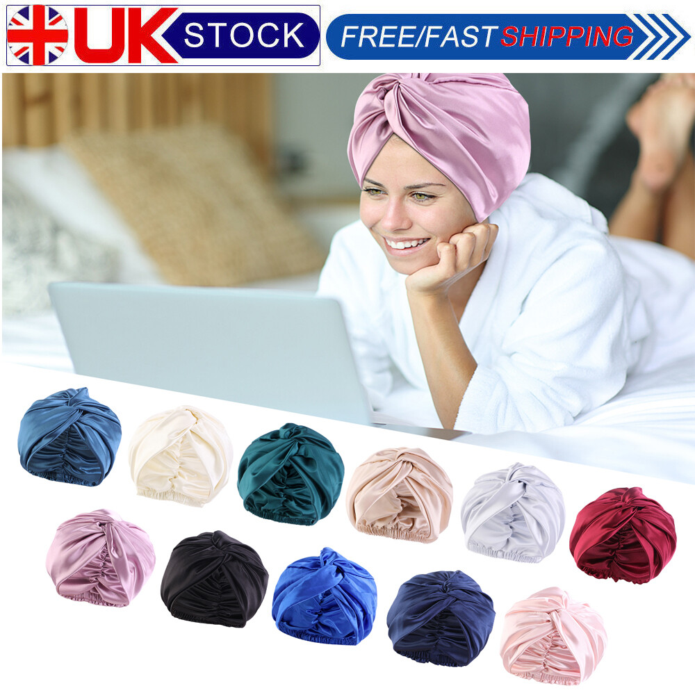 Silk Turban Bonnets For Women Twisted Sleeping Night Cap Pure Silk