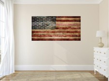 Vintage American Flag Distressed Vinyl Wall Decal USA Sticker Graphic Art Mural