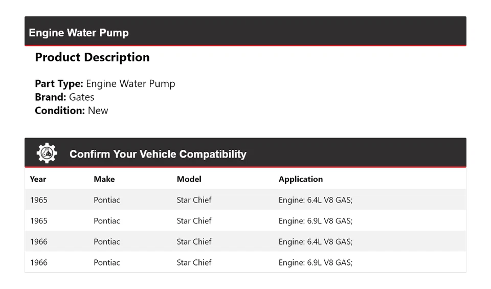 For 1965-1966 Pontiac Star Chief Engine Water Pump Gates - Image 2 of 4