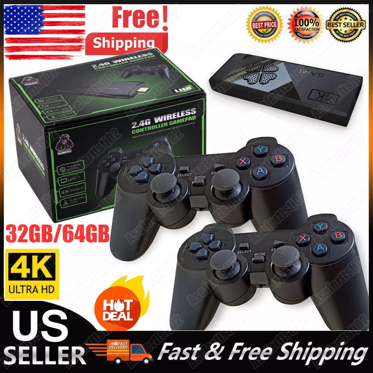 4K Retro Game Console Plug&Play 20000+ Video Game Stick W