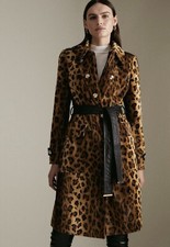 Karen Millen Signature Ponyskin Leopard Printed Faux Fur Coat Uk 12