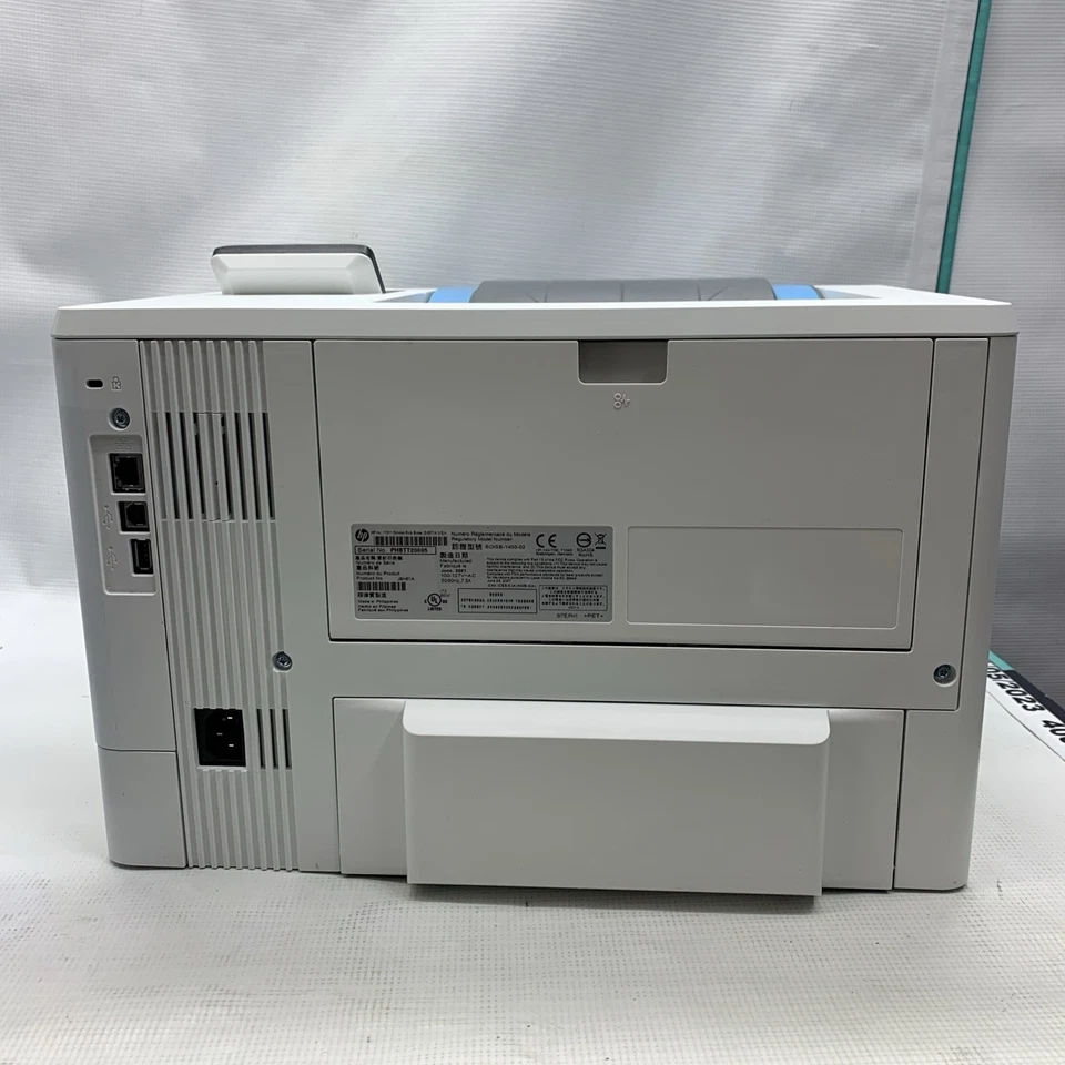 Impresora HP LaserJet Pro M501dn 550 hoja bandeja de papel negro blanco pantalla LCD posterior Foto 3 de 4