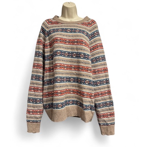 J.Crew Fair Isle Lambswool Blend Sweater XL Nordic Crewneck Knit Fair Isle