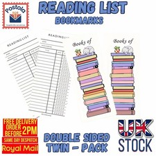 Reading List Bookmarks Twin Pack – Double Sided Book Tracker Gift for Readers