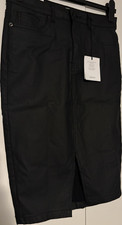 New Look Black Denim Pencil Skirt Knee Length Zip Closure Slit Women’s UK 10