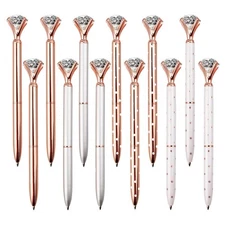 Set of 12 Diamond Pens – Elegant Crystal Topped Writing Instruments for Gifti...