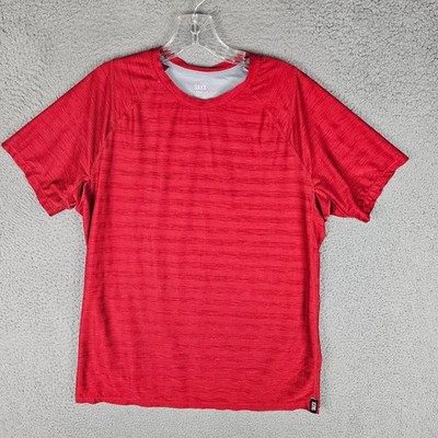 Saxx Hot Shot Tech Workout T-Shirt Mens Medium Self Striped Performance Pullover
