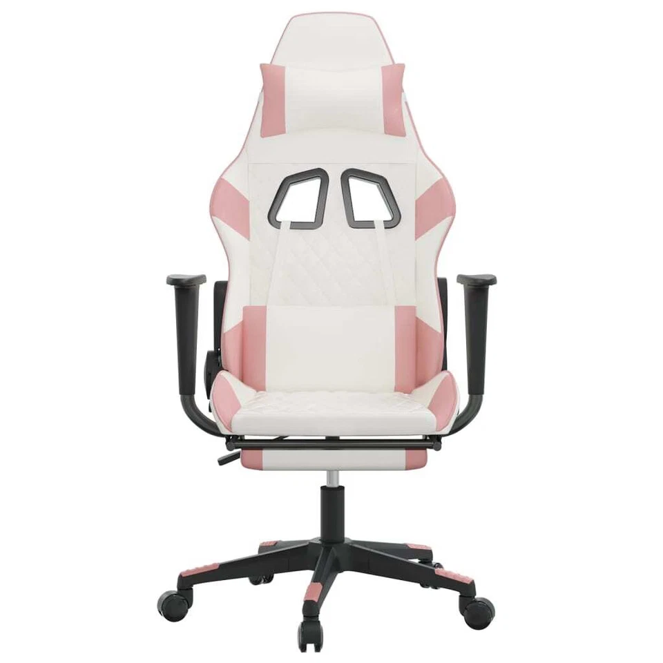 Silla Gaming Blanco y Rosa Imitación Cuero, Metal, Contrachapado, Plástico Foto 4 de 4