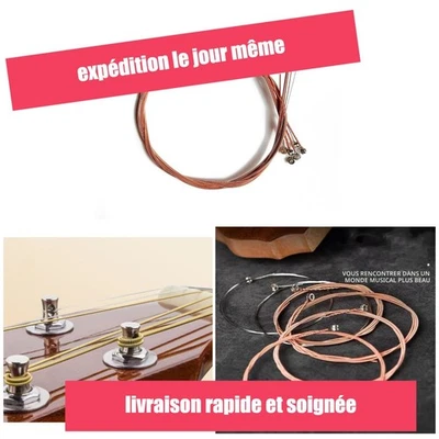 Jeu de cordes guitare acoustique 6 cordes acier inoxydable cuivre - Photo 1/4