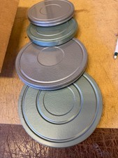 Lot of 4 Empty 8mm Metal Film Movie Reels w/ Storage Cases 2 6" 2 7"