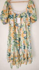 Girl & The Sun ~ Selma Midi Dress Floral Dobby Cotton David Jones $140 XXL 18