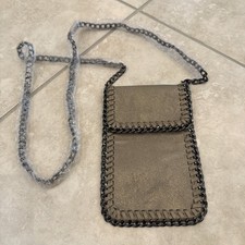 NEW Gold Metallic Faux Leather Crossbody Shoulder Purse Cell Phone Bag Chain