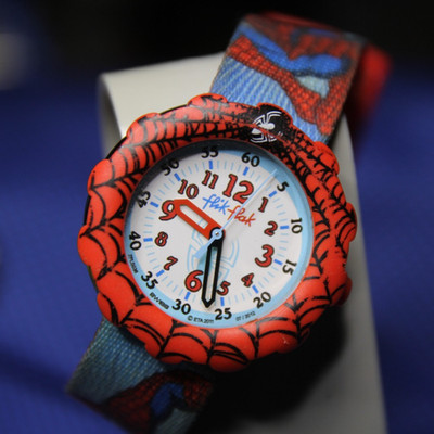RuNNinG SPIDERMAN FLiK FLaK Watch 2012 Swatch - New Battery - ROTATING Bezel