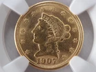 NobleSpirit Beautiful 1907 $2.50 GOLD Liberty Head Quarter Eagle NGC MS 63