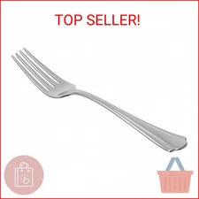 Amazon Basics Stainless Steel Dinner Forks with Scalloped Edge, Pack of 12, Silv