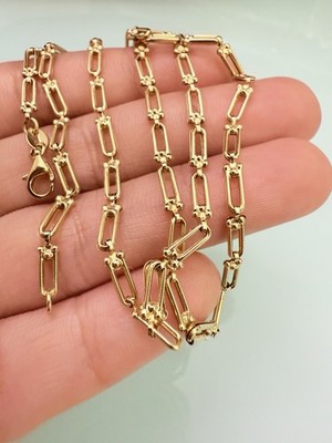Pure 18K 750 Dubai Gold Link Hardware Chain Only Necklace 19.5 Inch 5.16g 3.5mm