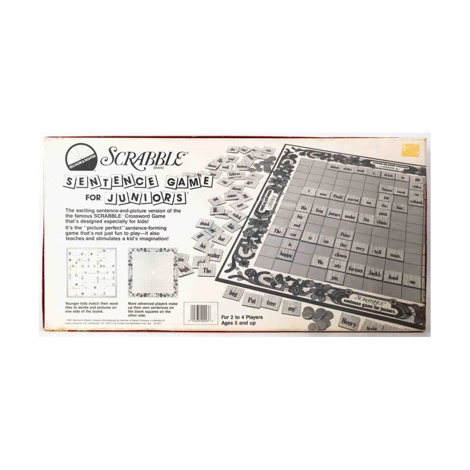 Selchow & Righte Boardgame  Scrabble - Sentence Game for Juniors (1987  Box VG+ - Image 2 of 2