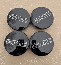 SET OF 4 GMC GLOSSY BLACK  83 mm/3.25 inch Wheel Rim Center Hub Caps