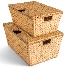 Best Choice Products Set of 2 X-Large Medium Woven Storage Baskets W/Lids