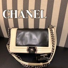 Auth) CHANEL Boy Chanel shoulder bag in Brick Rock two-tone black and white with