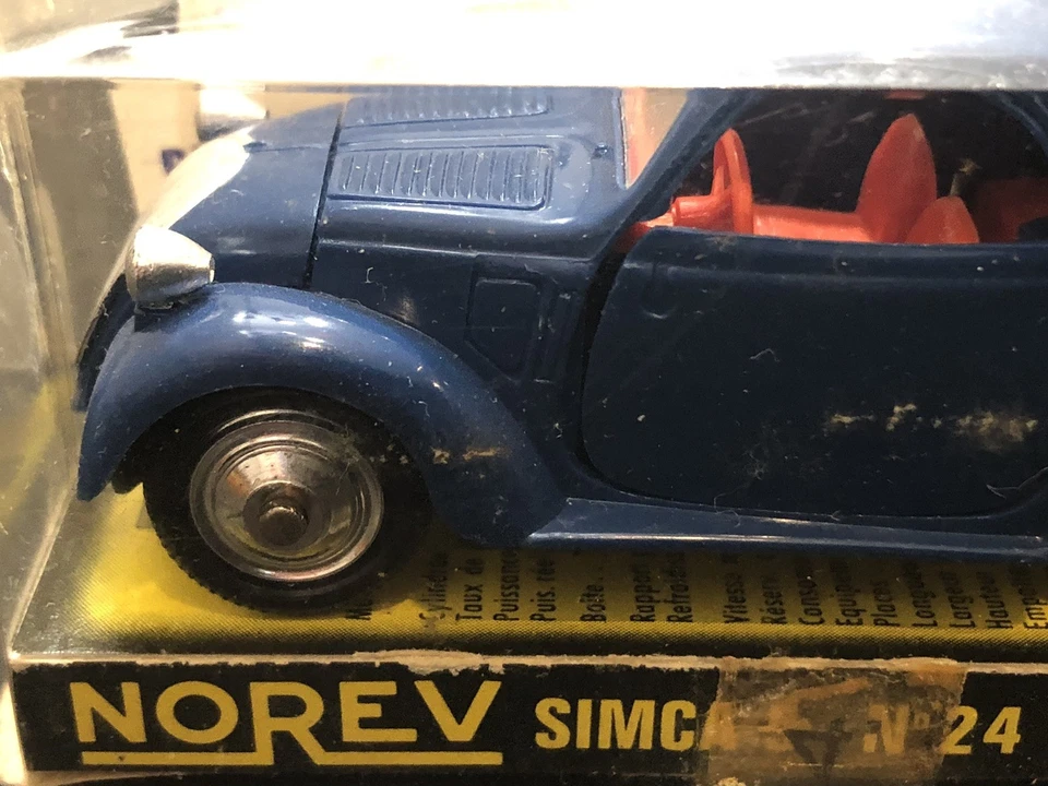 Vintage Norev #24 Simca 5 Plastic Blue Model Car - Scale 1:43 - Image 2 of 4