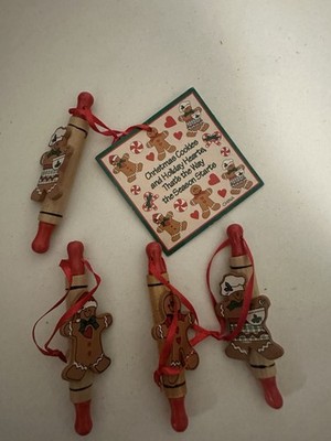 Vtg Gingerbread Rolling Pin Ornaments