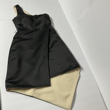 Halston Heritage Womens Side Zip Strapless A Line Dress Black/Ivory Size 2