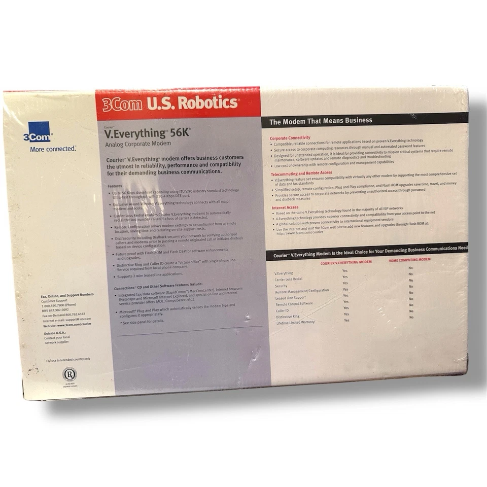NEW Sealed 3Com USR Courier V.Everything 56K External Modem V.90 V.92 NOS VTG - Image 2 of 4