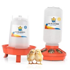 1L Chick Feeder, 1.5L Chicken Waterer - No Leakage Chick Feeder and Orange
