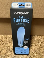 Superfeet All-Purpose Support Medium Arch Insoles (Blue) Size G