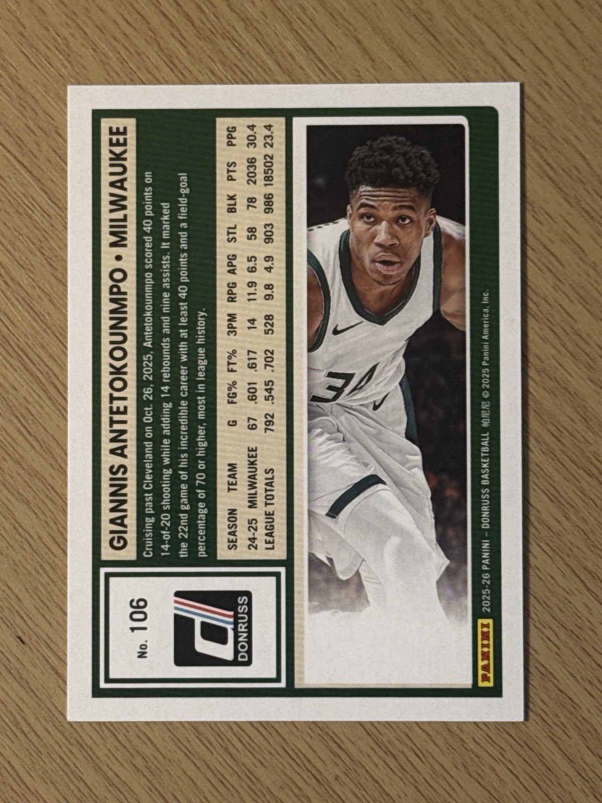 2025-26 Donruss Giannis Antetokounmpo Yellow /99 view 2