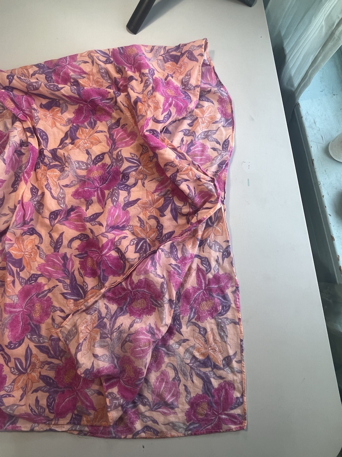 Old Navy Peach Pink Cotton Floral Tropical Swim Cover-Up Wrap Sm-Lg image 3