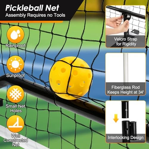 Pickleball Net, Portable Pickleball Net for Driveway, 22 FT USAPA Regulation