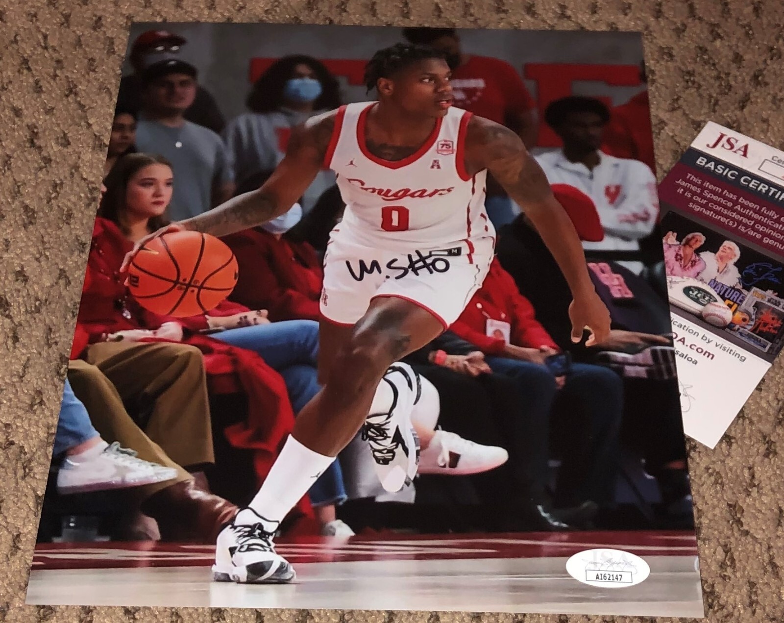 MARCUS SASSER SIGNED 8X10 PHOTO HOUSTON COUGARS BASKETBALL AUTOGRAPH JSA 