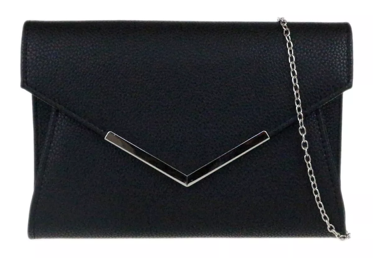 Plain silver store clutch bag