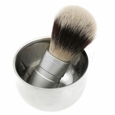 Shaving Hair Brush With Stainless Steel Bowl Cup Mug Barber Travel Accessories