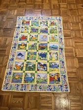 Baby Blanket Crib Quilt Alphabet Animals Safari Bright Bold Colors Double Sided