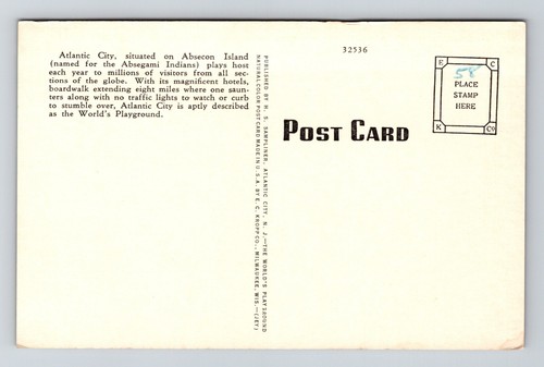 Large Letter: Greetings From Atlantic City, N.J, Linen Postcard - Picture 2 of 2