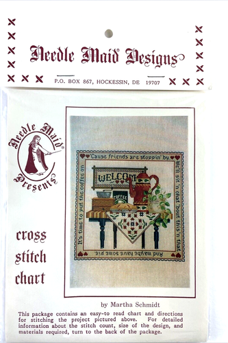Needle Maid Cross Stitch PATTERN Country Coffee Time Friends and Pie - Picture 2 of 6