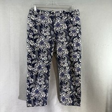Talbots Pants Women  s 8P Petite Perfect Crop Blue And Purple Floral Chino Pant