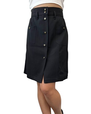 CHANEL Vintage P04919 CC Logo Skirt Bottoms #42 Black Button CHANEL Vintage P04919 CC Logo Skirt Bottoms #42 Black Button