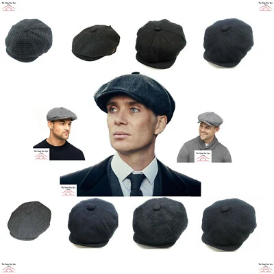 Mens 8 Panel Hat Newsboy Cap Peaky Blinders Baker Boy Wool designed 100% Cap