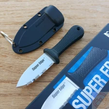 Cold Steel Super Edge Knife 2" AUS-8A Steel Serrated Blade Black Kray-Ex Handle