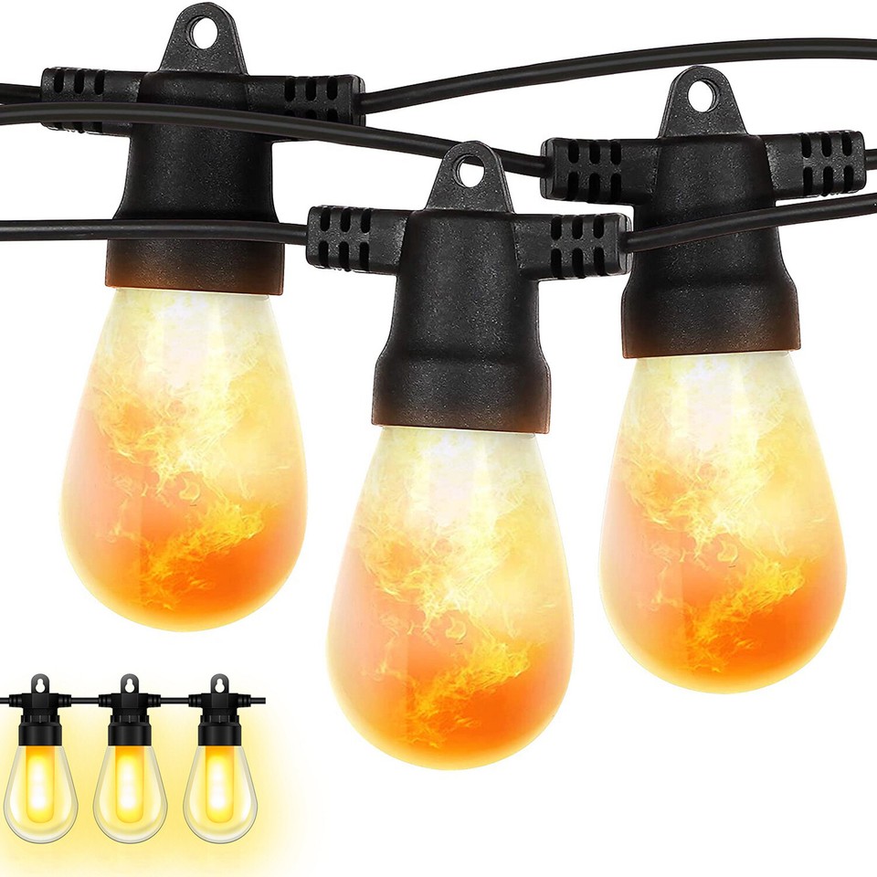LED Flame Bulb Festoon Garden Fairy String Lights Mains Hanging Outdoor