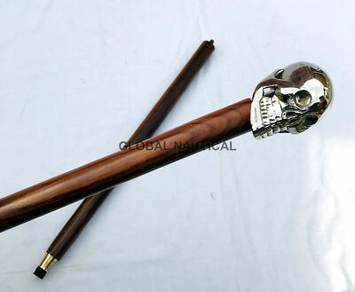 Vintage INDIAN HEAD Custome Handle Victorian Style Wood Walking Stick Cane GIFT