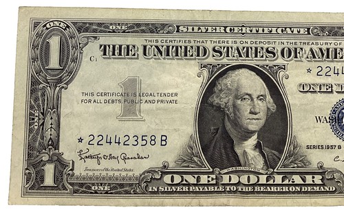 1957 B Washington $1 BLUE SEAL Silver Certificate US Banknote